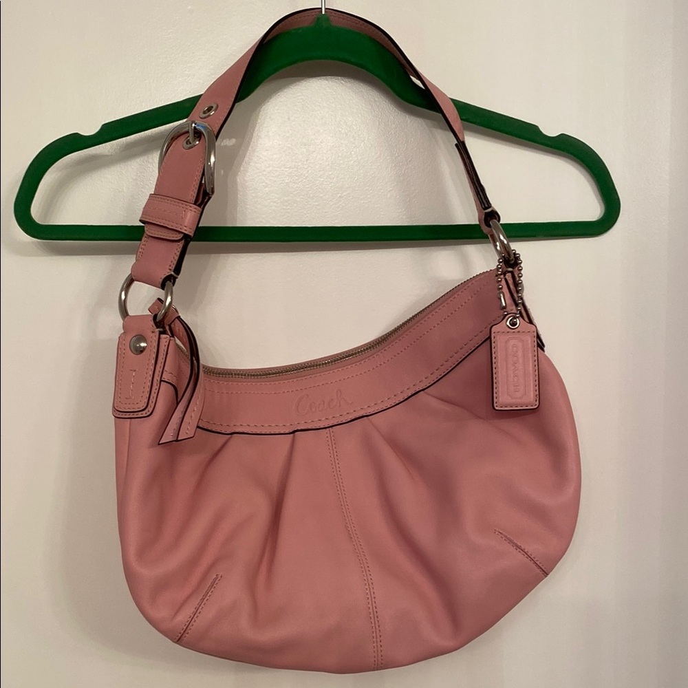 Coach Pink Shoulder Bag with Classic Crescent Design
